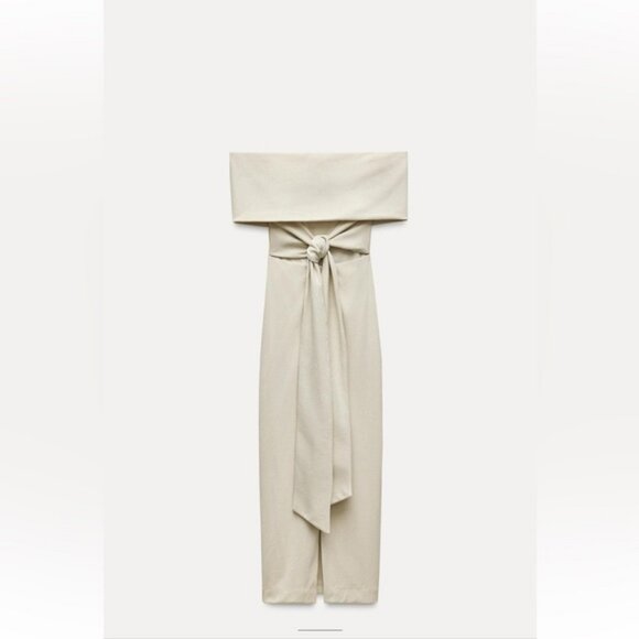 ZARA STRAPLESS MIDI DRESS - Picture 6 of 7